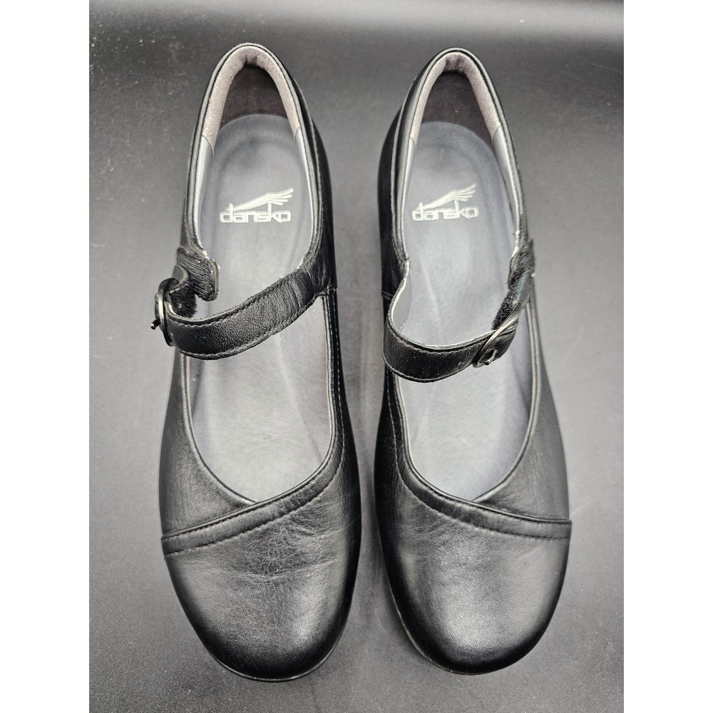 Dansko Fawna Black Leather Mary Jane Flats Shoes Womens 38 5501020200